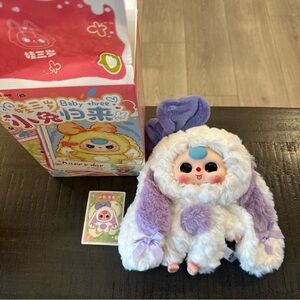Baby Three Adorable Plush Toy with Purple and White Fur